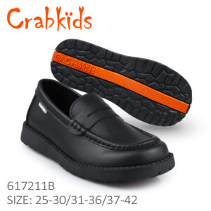 617211B Crabkids Boys And Girls Black School Shoes