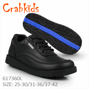 617360L Black Leather School Shoes