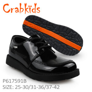 P617591B Black Kids School Shoes