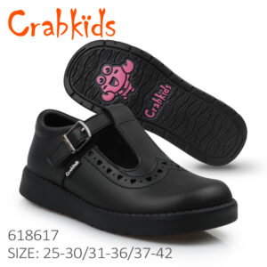 618617 Girls School Shoes Black Kids